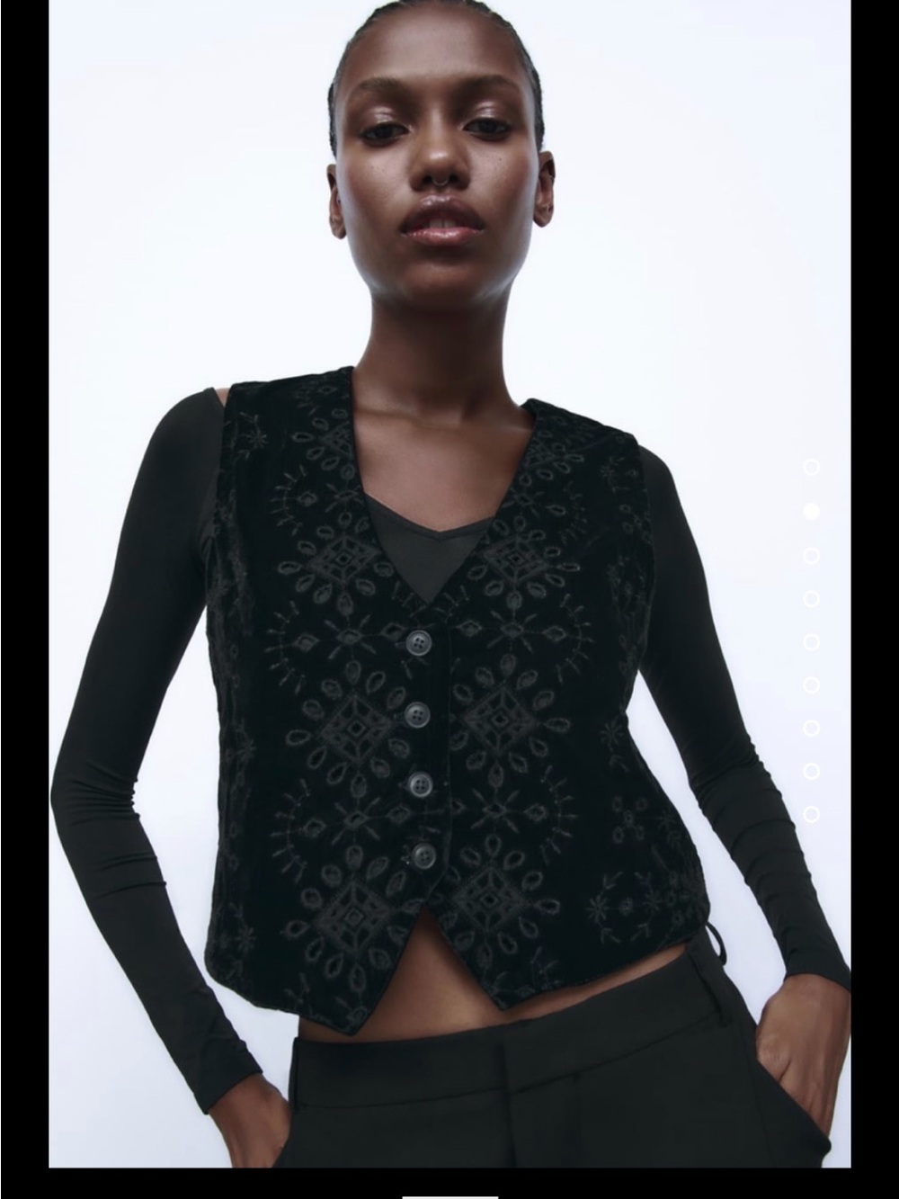 NWT Zara embroidered velvet vest size large